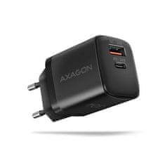 AXAGON ACU-PQ30 Polnilec 30 W, 2x vrata (USB-A + USB-C), PD3.0/PPS/QC4+/AFC/Apple, črn