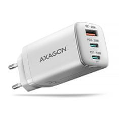 AXAGON ACU-DPQ65W, omrežni polnilnik GaN 65 W, 3 vrata (USB-A + dvojni USB-C), PD3.0/QC4+/PPS/Apple