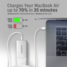 AXAGON ACU-DPQ65W, omrežni polnilnik GaN 65 W, 3 vrata (USB-A + dvojni USB-C), PD3.0/QC4+/PPS/Apple