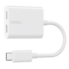 Belkin Belkinov adapter/odklopnik USB-C - napajalnik USB-C + zvočni/polnilni adapter USB-C, bel