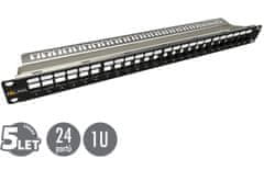 Solarix 19" ova modularna nemontirana povezovalna plošča 24 vrat 1U SX24M-0-STP-BK-UNI-N