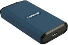 Transcend ESD410C 2TB, USB 20Gb/s, tip C, zunanji trpežni SSD (3D NAND flash), 2000MB/R, 2000MB/W, modra