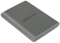 Transcend ESD360C 2TB, USB 20 Gb/s tipa C, zunanji SSD (3D NAND flash), kompaktna velikost, siva