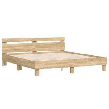Vidaxl Posteljni okvir z vzglavjem sonoma hrast 180x200 cm inž. les