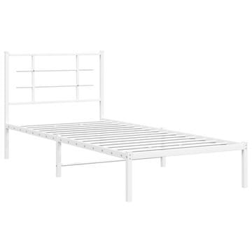 Vidaxl Kovinski posteljni okvir z vzglavjem bel 90x190 cm
