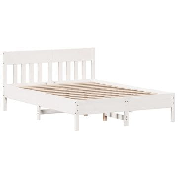 Vidaxl Posteljni okvir brez vzmetnice bel 150x200 cm trdna borovina