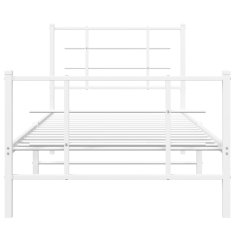 Vidaxl Kovinski posteljni okvir z vzglavjem in vznožjem bel 90x200 cm