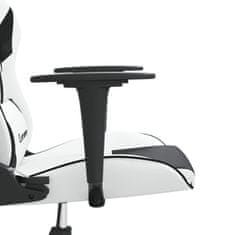 Vidaxl Masažni gaming stol belo in črno umetno usnje