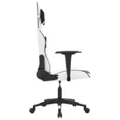 Vidaxl Gaming stol bela in črna umetno usnje