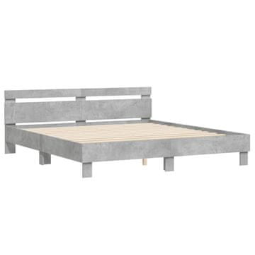 Vidaxl Posteljni okvir z vzglavjem betonsko siv 180x200 cm inž. les