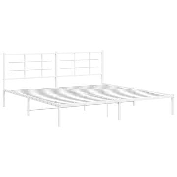 Vidaxl Kovinski posteljni okvir z vzglavjem bel 200x200 cm