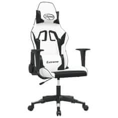 Vidaxl Gaming stol bela in črna umetno usnje