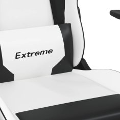Vidaxl Gaming stol bela in črna umetno usnje