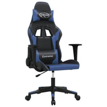 Vidaxl Masažni gaming stol črno in modra umetno usnje