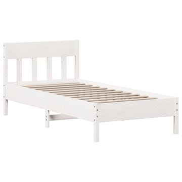 Vidaxl Posteljni okvir brez vzmetnice bel 75x190 cm trdna borovina