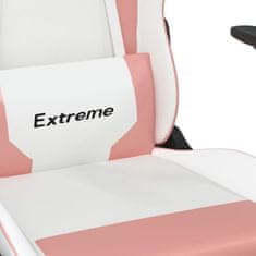 Vidaxl Gaming stol Bela in roza umetno usnje