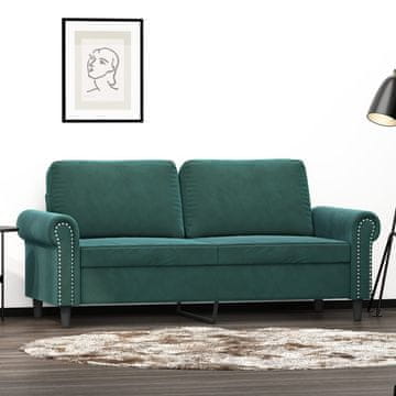 Vidaxl vidaXL Dvosed temno zelen 140 cm oblazinjen z žametom
