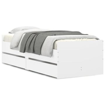 Vidaxl Posteljni okvir s predalom bel 90x190 cm