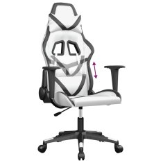Vidaxl Gaming stol bela in črna umetno usnje