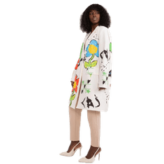 ITALY MODA Ženski suknjič s potiskom prevelikega formata LIMA krem barve DHJ-MA-18550.47_406404 Univerzalni