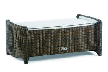 Domus Ventures Domus Ventures Luxor vrtna klubska mizica iz ratana s steklom 122x62 cm