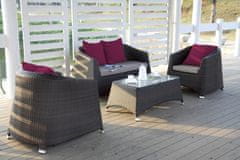 Dimenza Edinburgh siv komplet vrtnega pohištva iz ratana (2 fotelja, kavč, miza s kaljenim steklom)