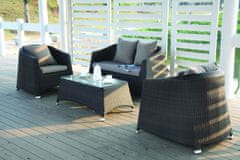 Dimenza Edinburgh siv komplet vrtnega pohištva iz ratana (2 fotelja, kavč, miza s kaljenim steklom)