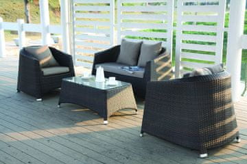 Dimenza Vrtni ratan set Edinburgh za 4 osebe, temno rjav, aluminij, kaljeno steklo