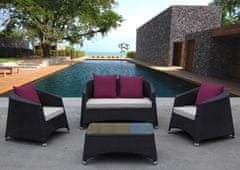 Dimenza Edinburgh siv komplet vrtnega pohištva iz ratana (2 fotelja, kavč, miza s kaljenim steklom)