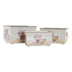 DKD Home Decor Komplet loncev DKD Home Decor Roza kovinski cvetovi Shabby Chic 31 x 18 x 17,5 cm