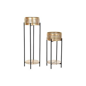DKD Home Decor Komplet loncev DKD Home Decor Black Golden Metal (30 x 30 x 101 cm)