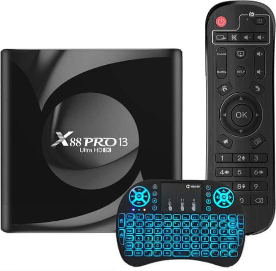 Farrot Smart TV Box Android 13.0 Quad Core 2GB 16GB, 64bit 8K WiFi 6 2.4G/5.8G BT5.0 HDR10+ 3D USB3.0, z mini brezžično tipkovnico