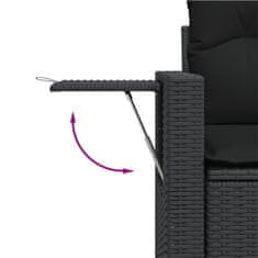 shumee Vrtna sedežna garnitura 14-delna z blazinami črn poli ratan