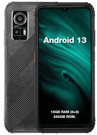 AGM H6 4G pametni telefon, 8+8GB/256GB, Android 13, kamera 50MP dual AI, črn