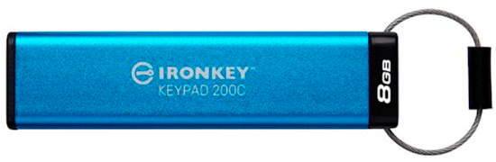 Kingston Ironkey Keypad 200C USB disk, 8GB, USB-C 3.2, FIPS 140-3 Level 3, AES-256 bit, PIN (IKKP200C/8GB)