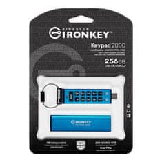 Kingston Ironkey Keypad 200C USB disk, 256GB, USB-C 3.2, FIPS 140-3 Level 3, AES-256 bit, PIN (IKKP200C/256GB)