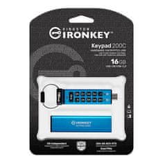 Kingston Ironkey Keypad 200C USB disk, 16GB, USB-C 3.2, FIPS 140-3 Level 3, AES-256 bit, PIN (IKKP200C/16GB)