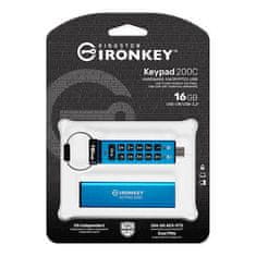 Kingston Ironkey Keypad 200C USB disk, 16GB, USB-C 3.2, FIPS 140-3 Level 3, AES-256 bit, PIN (IKKP200C/16GB)