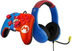 Rematch kontroler in Airlite slušalke za Nintendo Switch, žične, motiv Mario