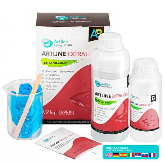 Artline Epoxy Resin EXTRA HONEY - Epoksidna smola s trdilcem - 0,9 kg, prozorna, ekstra viskoznosti, 2:1