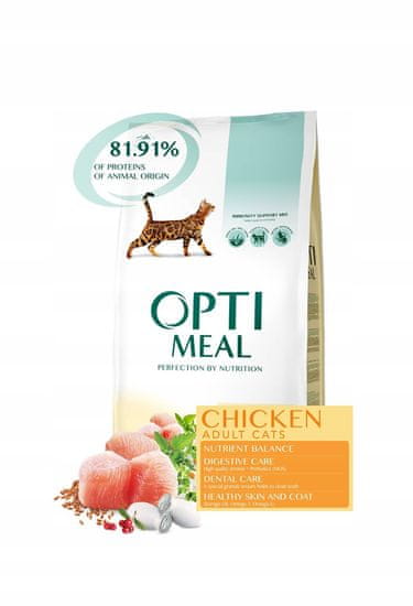 OptiMeal popolna suha hrana za odrasle mačke - piščanec 10 kg