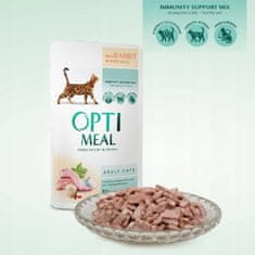 OptiMeal mokra hrana za mačke z zajcem v beli omaki 12x85g