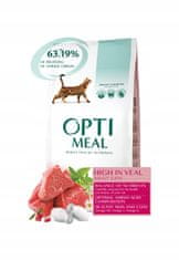 OptiMeal suha hrana za mačke z visoko vsebnostjo telečjega mesa 10 kg