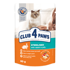 Club4Paws Premium "Sterilizirana" mokra hrana za mačke - zajec 24x80g