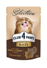 Club4Paws Premium Mokra hrana za mačke - Zajc in puran v omaki 12x80g