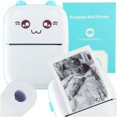 shumee Drukotek mini termalni tiskalnik za fotografije etiket + USB kabel cat blue
