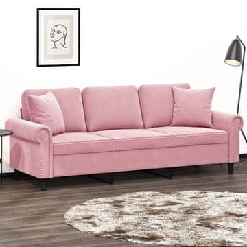 Vidaxl vidaXL Trosed z blazinami, roza, 180 cm, žamet