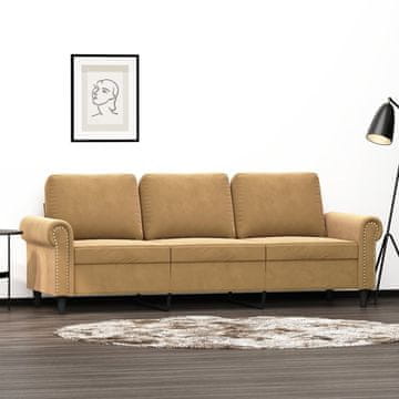 Vidaxl vidaXL Trosed, rjav, 180 cm, oblazinjen z žametom