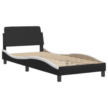 Vidaxl Posteljni okvir Dover črn in bel 90x200 cm umetno usnje