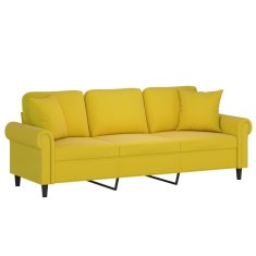 Vidaxl Kavč trosed z okrasnimi blazinami rumen 180 cm žamet